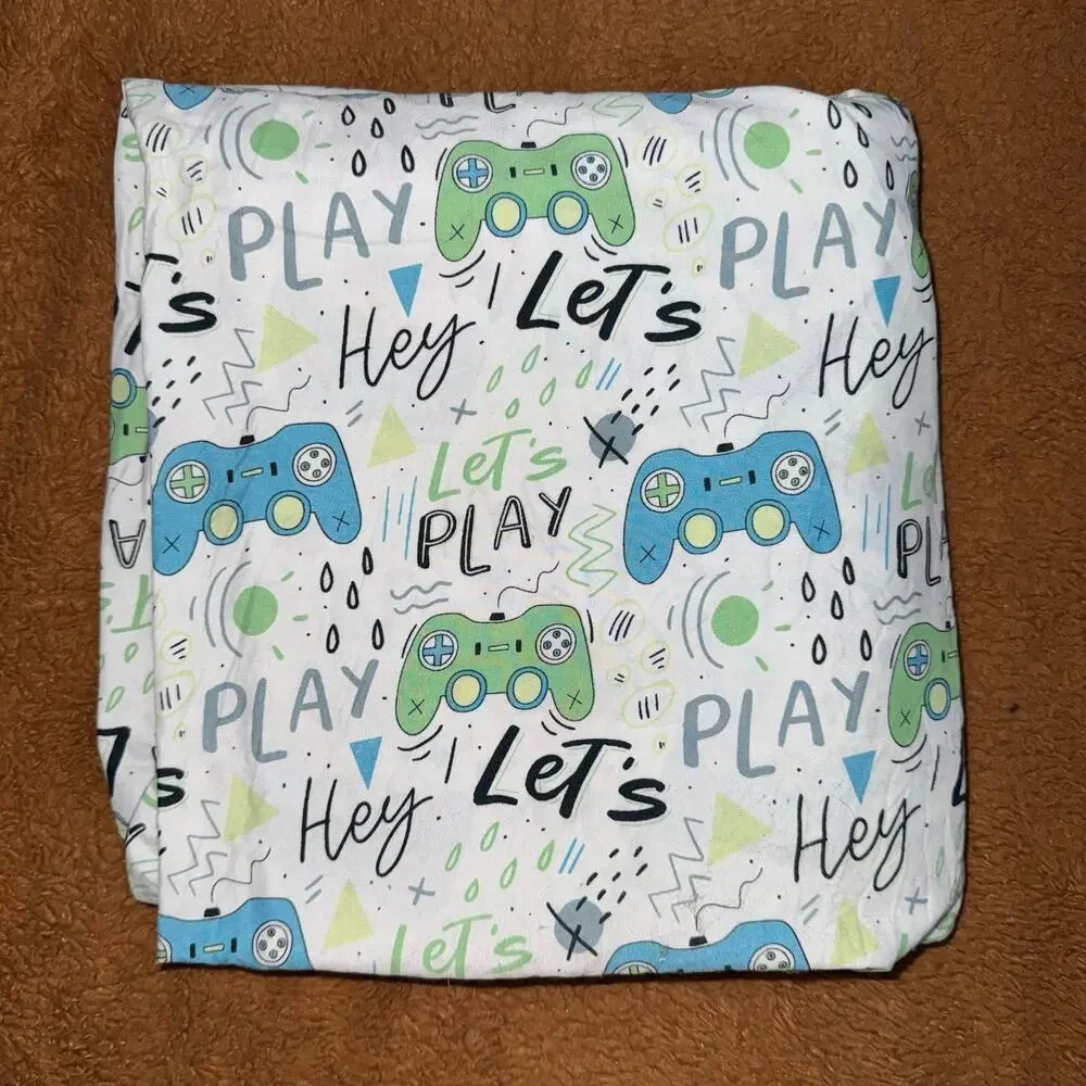 Video Game Twin Fitted Sheet & Pillowcase Set Game Controller Let’s Play Bedding